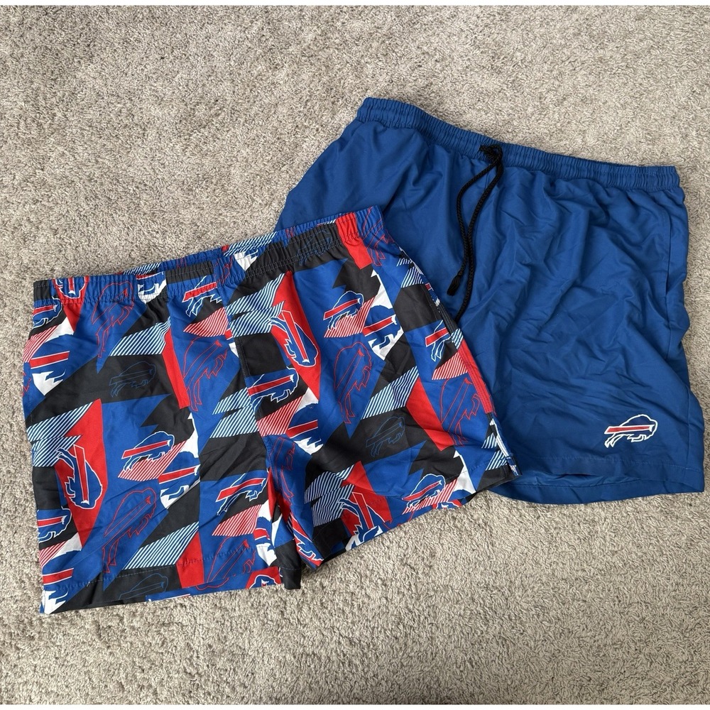 LOT OF 2 Buffalo Bills NFL Swim Trunks Shorts AOP Football Vacation‎ XL/2XL